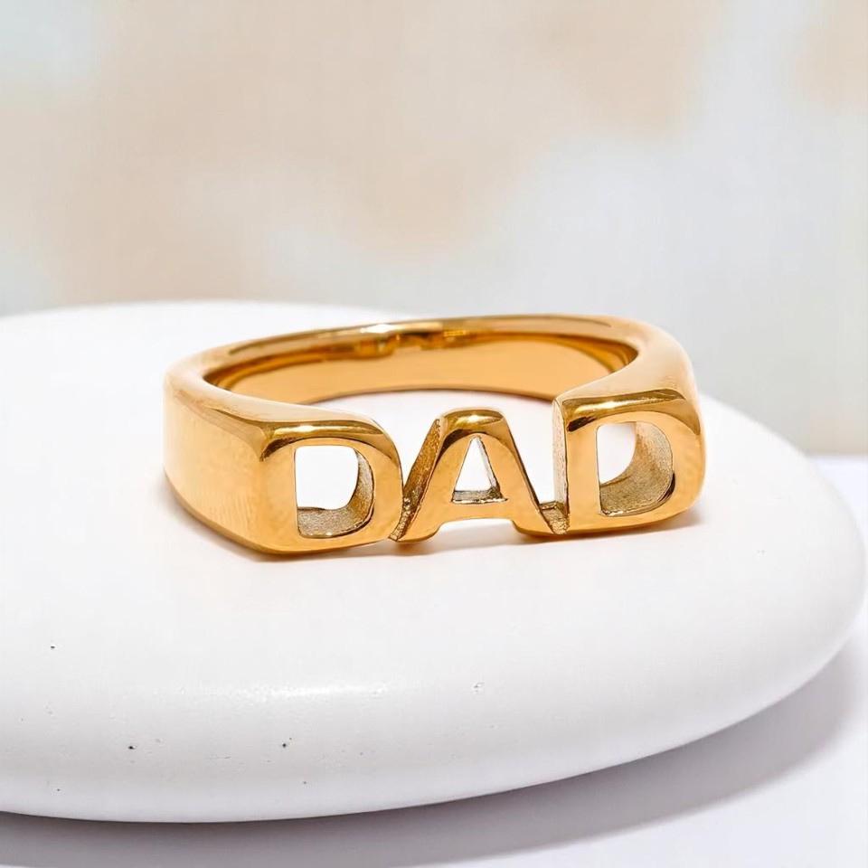 Daughter Mom Dad Fathers Ring Dainty Gold Name Rings For DAD MOM