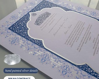 Luxury Nikah Contract, Islamic Marriage Certificate, Nikah Nama, Muslim Marriage Certificate, Giclee Print, Gold Inked Nikah Contract