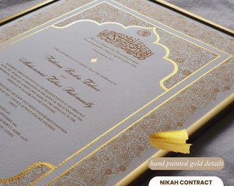 Luxury Nikah Contract, Islamic Marriage Certificate, Giclee Print, Gold Inked Nikah Nama
