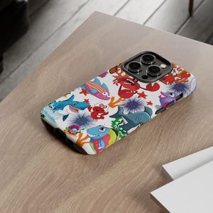 Underwater Adventure iPhone Case Fun Ocean Life Design Shark Crab Pattern Cute Gift for Ocean Lovers Birthday Present Marine Life Fisherman