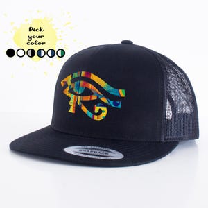 Casquette Snapback Œil d’Horus | Casquette Trucker Égyptienne | Idée Cadeau Égypte Ancienne