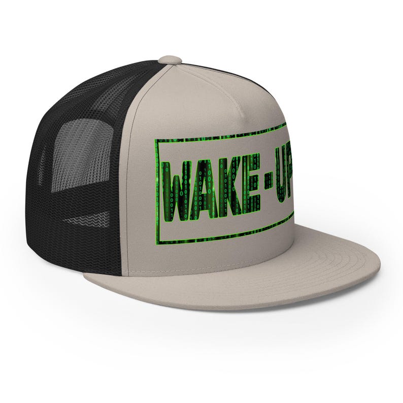 Matrix Wake Up Cap Woke Culture Black Snapback Hat Mesh Trucker Cap Flat Brim Cap Flat Bill Hat Hip Hop Cap cool snapback hat Skateboarding Cap Rapper streetwear New Earth gift for him for her Mens Womens summer Hats Designer Cap for Men Stylish Black Yupoong Snapback Fashion Accessories Trendy Urban Awake Blue Red Pill Yupoong 6006 Spritual awakening Birthday Present xmas Present for Geek Nerd Wake up from the Matrix 3D 5D Ascension Hat Awakening Binary Code mesh trucker hat Neo Matrix Snapback