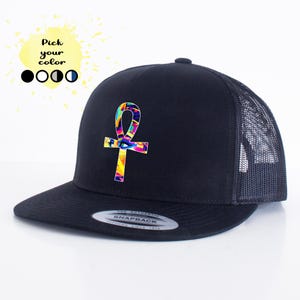 Egyptian Ankh Cross Snapback Cap | Ancient Egypt Trucker Hat | Pagan Gift