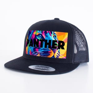 Black Panther Trucker Hat - Flat Brim and Snapback Hip Hop Cap with a Unique Design