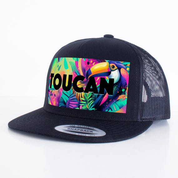 Toco Toucan Bird Trucker Hat - Flat Brim Snapback Cap - Etsy display picture 1