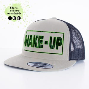 Gorra Trucker Matrix Wake-Up | Snapback Código Binario Verde Negro |  Regalo Cyberpunk