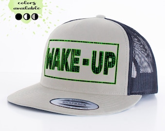 Gorra Trucker Matrix Wake-Up | Snapback Código Binario Verde Negro |  Regalo Cyberpunk