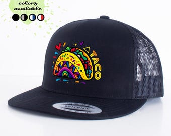 Taco Tuesday Snapback Trucker Hat Taco Tuesday Flat Bill Hat: Kids & Adult Trucker Cap - Etsy main image 4