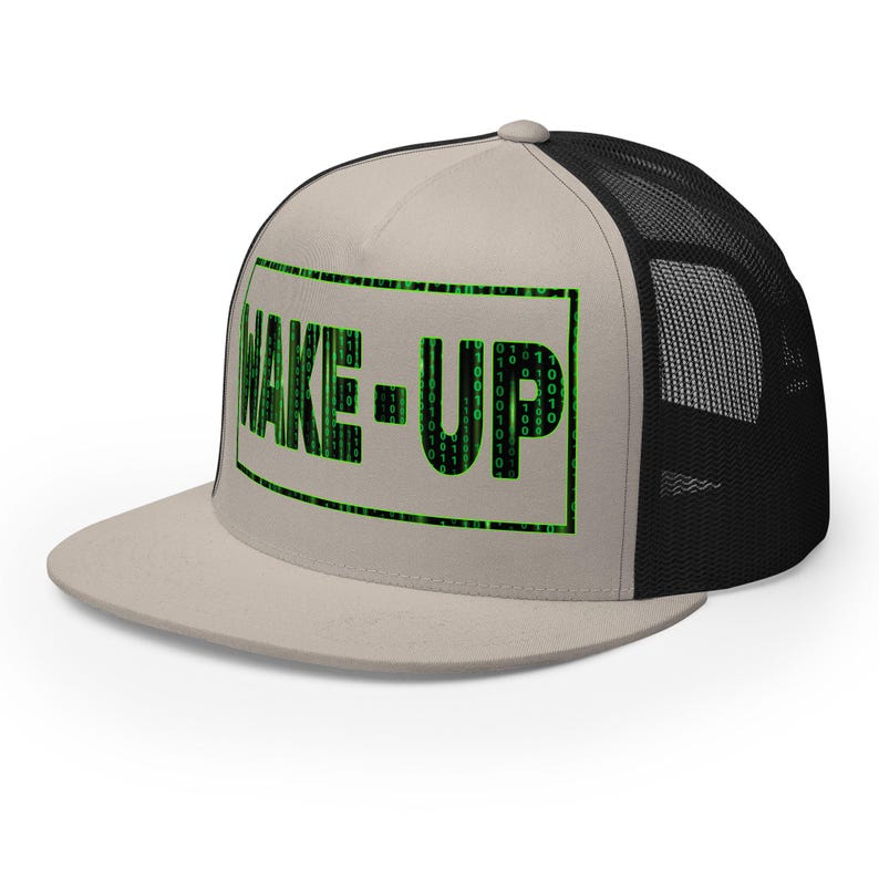 Matrix Wake Up Cap Woke Culture Black Snapback Hat Mesh Trucker Cap Flat Brim Cap Flat Bill Hat Hip Hop Cap cool snapback hat Skateboarding Cap Rapper streetwear New Earth gift for him for her Mens Womens summer Hats Designer Cap for Men Stylish Black Yupoong Snapback Fashion Accessories Trendy Urban Awake Blue Red Pill Yupoong 6006 Spritual awakening Birthday Present xmas Present for Geek Nerd Wake up from the Matrix 3D 5D Ascension Hat Awakening Binary Code mesh trucker hat Neo Matrix Snapback
