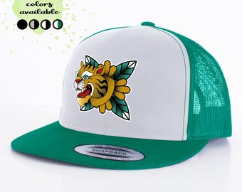 Embroidered Grandpa Hat: American Traditional Tattoo Style Nylon