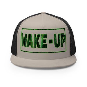 Matrix Wake Up Cap Woke Culture Black Snapback Hat Mesh Trucker Cap Flat Brim Cap Flat Bill Hat Hip Hop Cap cool snapback hat Skateboarding Cap Rapper streetwear New Earth gift for him for her Mens Womens summer Hats Designer Cap for Men Stylish Black Yupoong Snapback Fashion Accessories Trendy Urban Awake Blue Red Pill Yupoong 6006 Spritual awakening Birthday Present xmas Present for Geek Nerd Wake up from the Matrix 3D 5D Ascension Hat Awakening Binary Code mesh trucker hat Neo Matrix Snapback
