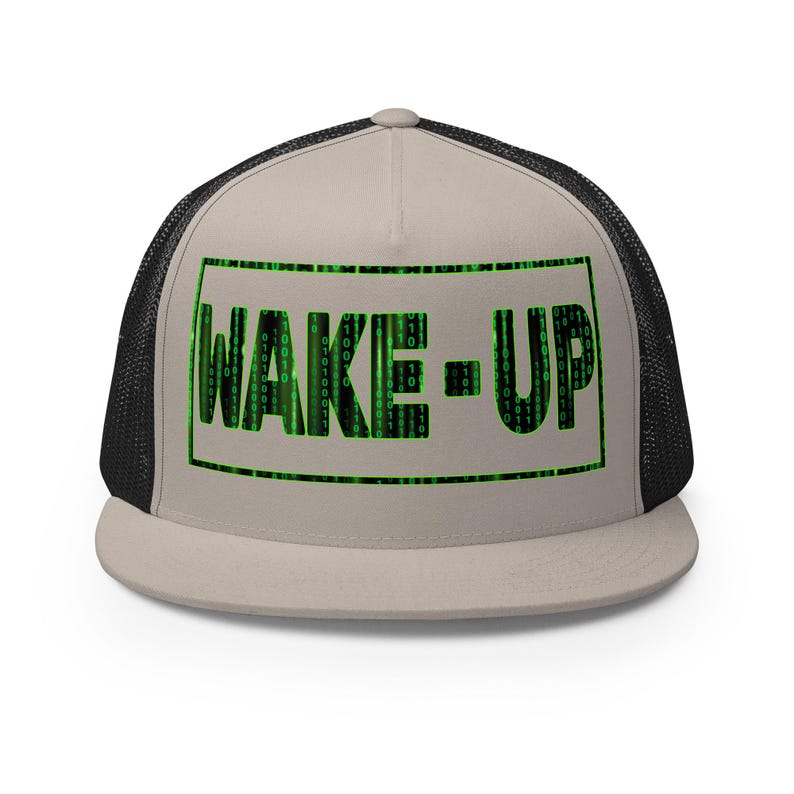 Matrix Wake Up Cap Woke Culture Black Snapback Hat Mesh Trucker Cap Flat Brim Cap Flat Bill Hat Hip Hop Cap cool snapback hat Skateboarding Cap Rapper streetwear New Earth gift for him for her Mens Womens summer Hats Designer Cap for Men Stylish Black Yupoong Snapback Fashion Accessories Trendy Urban Awake Blue Red Pill Yupoong 6006 Spritual awakening Birthday Present xmas Present for Geek Nerd Wake up from the Matrix 3D 5D Ascension Hat Awakening Binary Code mesh trucker hat Neo Matrix Snapback