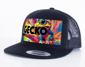 Gecko Lizard-truckerpet - platte snapback-hoed met mesh