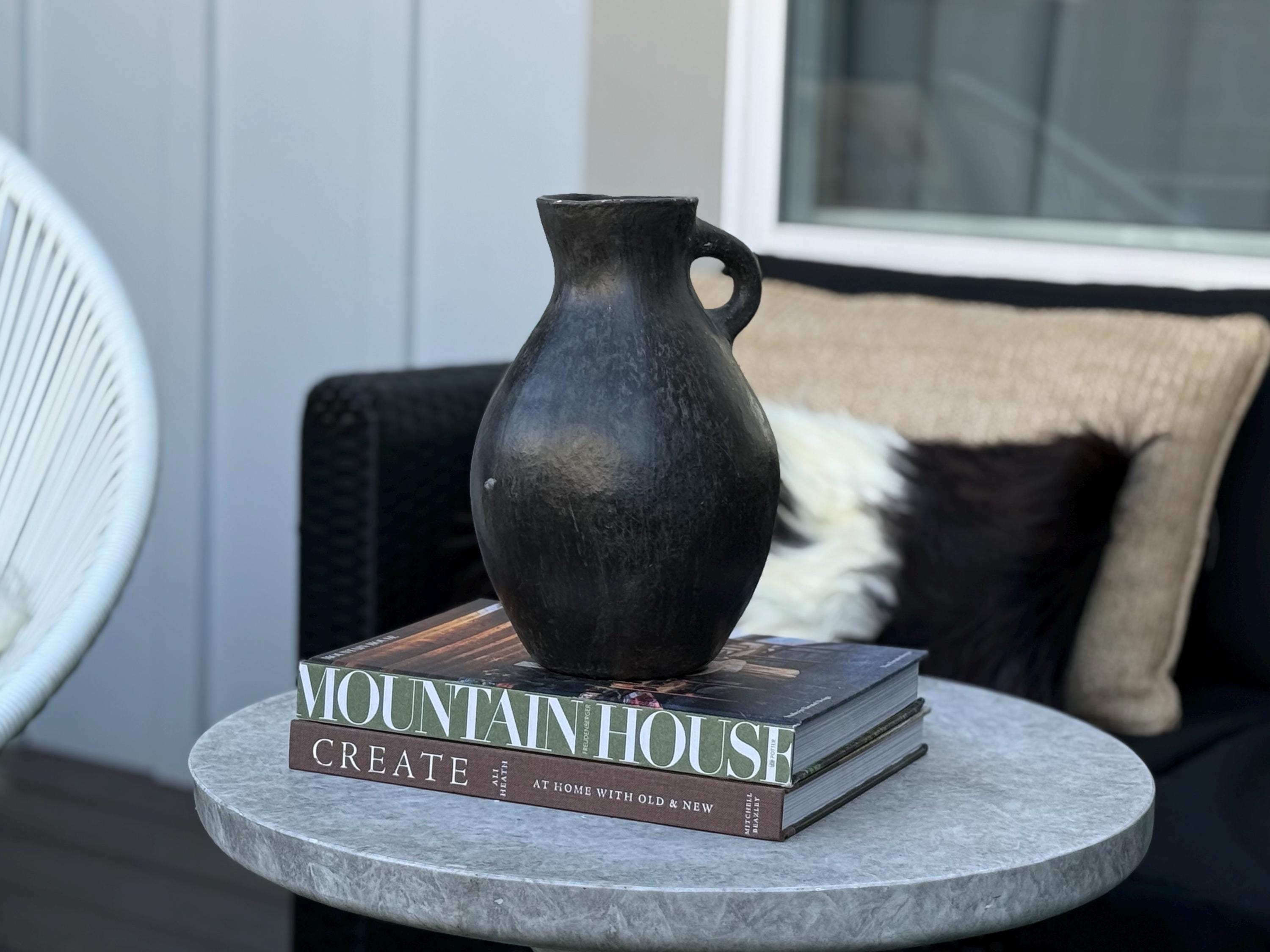 Handmade Terracotta Clay Jug: Tunisian Berber Pottery Vase - Thumbnail 2