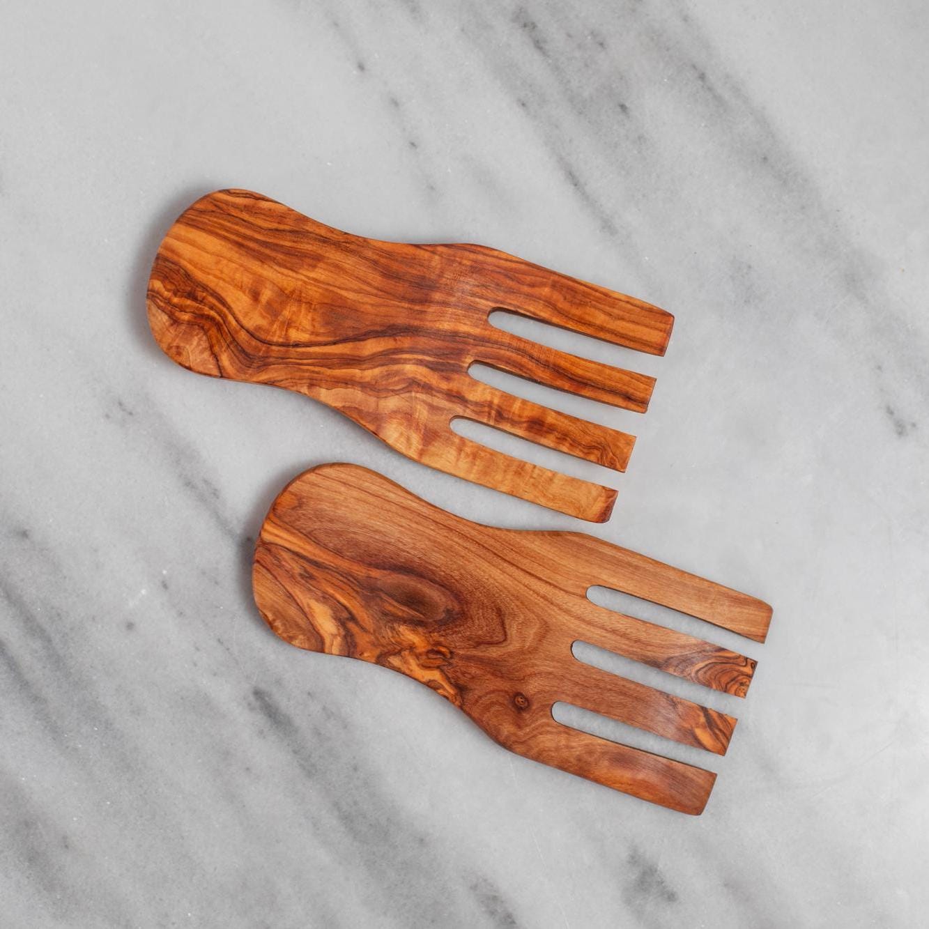 Handmade Olive Wood  Salad Fork  - Rustic Wooden Fourchette - Natural Kitchen Utensil - Thumbnail 4