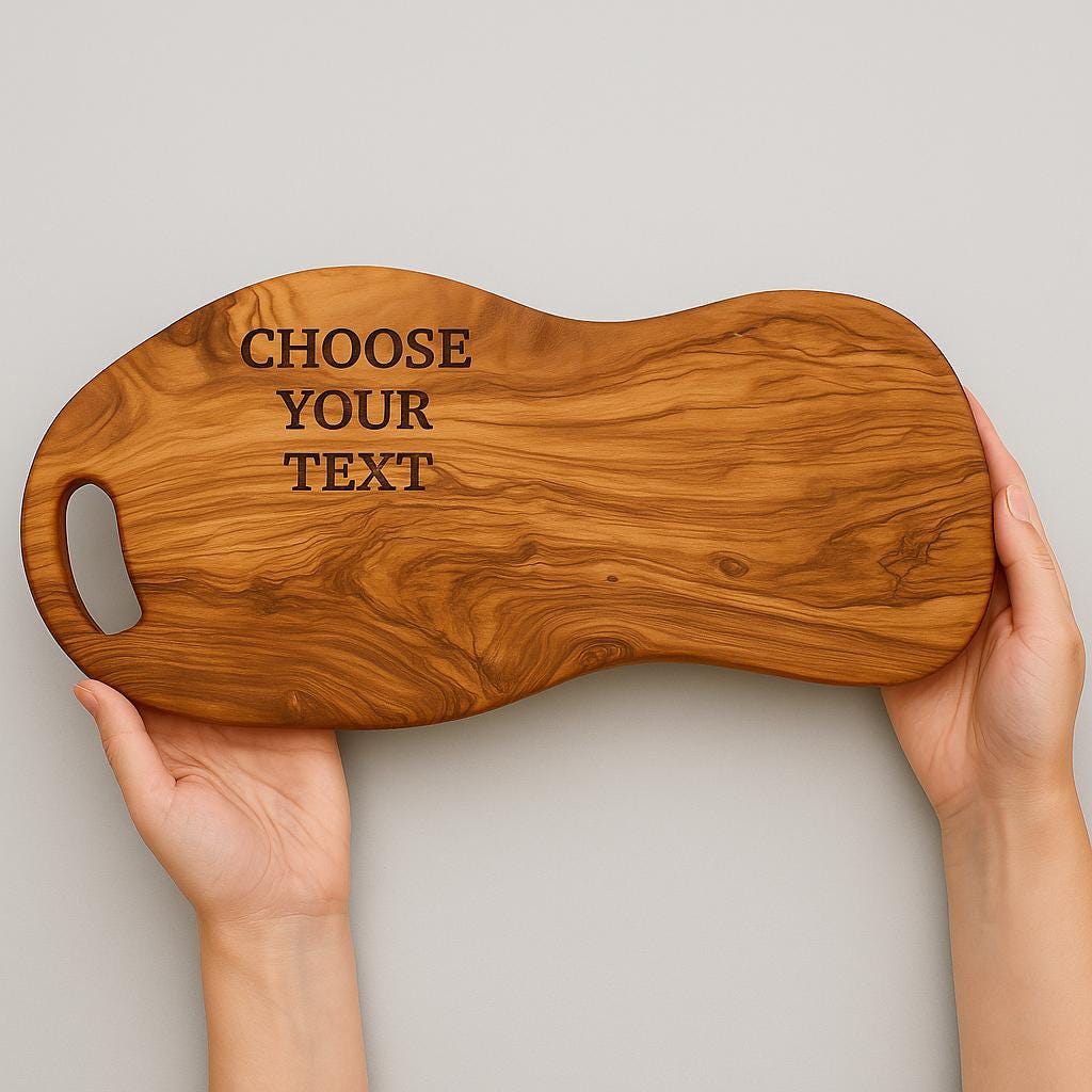 Personalized Olive Wood Charcuterie Board, Custom Engraved Anniversary Gift - Thumbnail 2