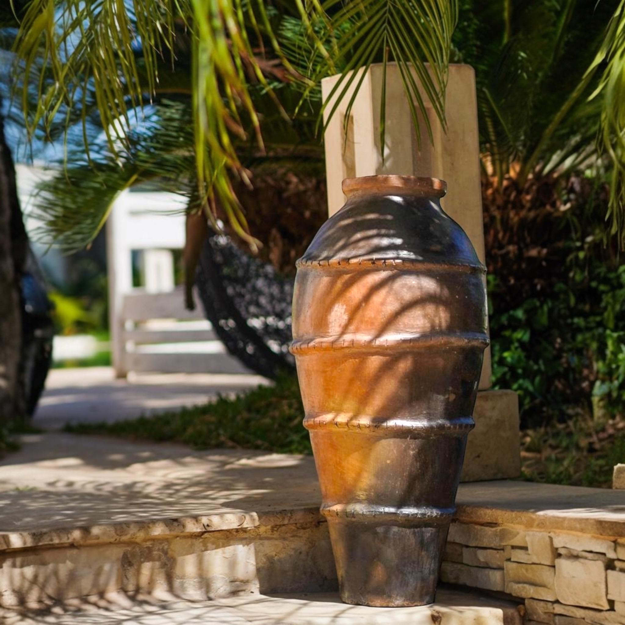 Handmade Berber Pottery Vase: Large Rustic Carthago Planter