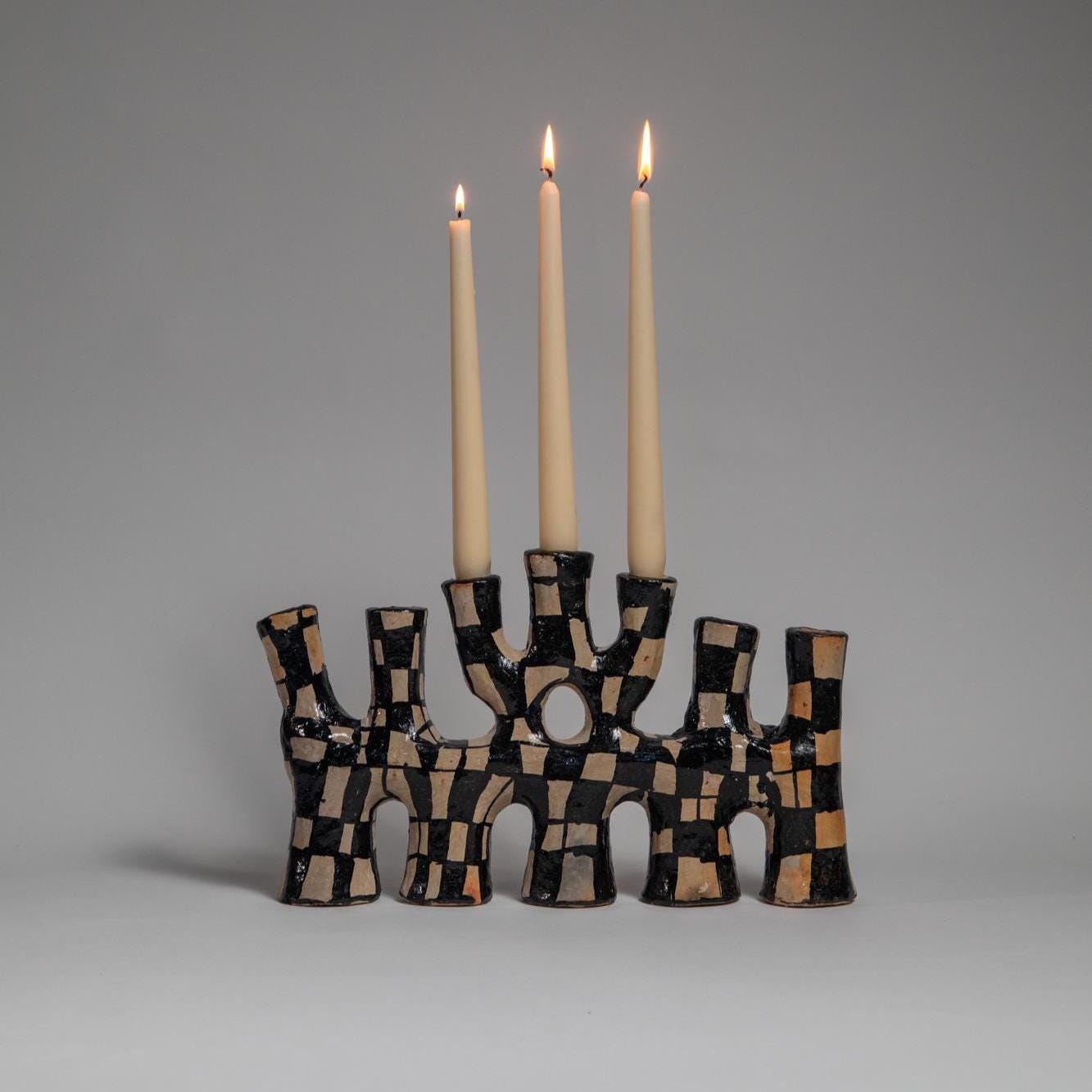 Artisan Pottery Candelabra – Handcrafted Clay Candle Holder of Timeless Heritage - Thumbnail 7