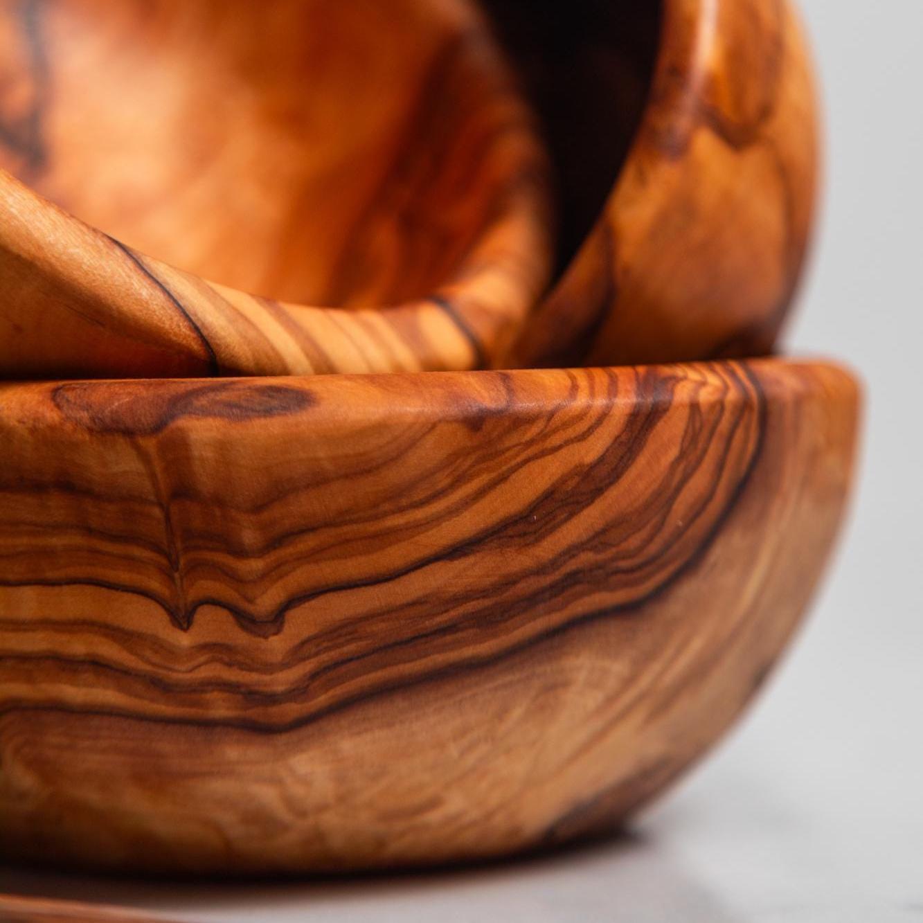 Luxury Olive Wood Bowls – Set of 3 Handcrafted Artisan Serving Bowls | Exclusive Natural Tableware, Mediterranean Elegance - Thumbnail 4