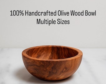 Natural Olive Wood Bowl - Handcrafted Fruit and Salad Serving Bowl - Handmade Bowl for Housewarming Gift -Rustic Kitchen Decor