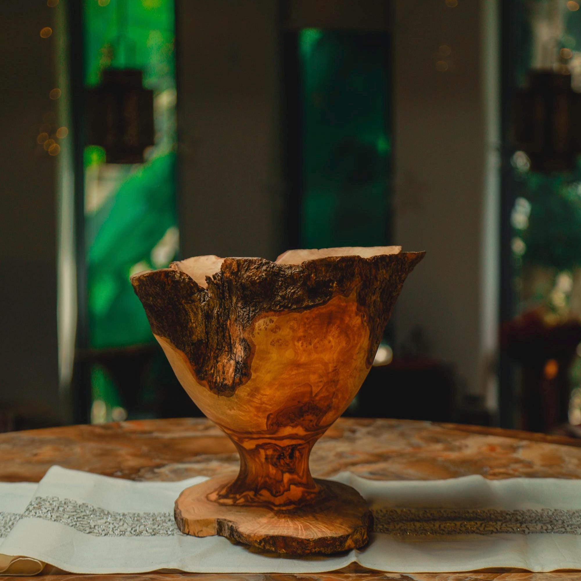 Artisan Olive Wood Centerpiece – Singular Handcarved Collector’s Piece - Thumbnail 4