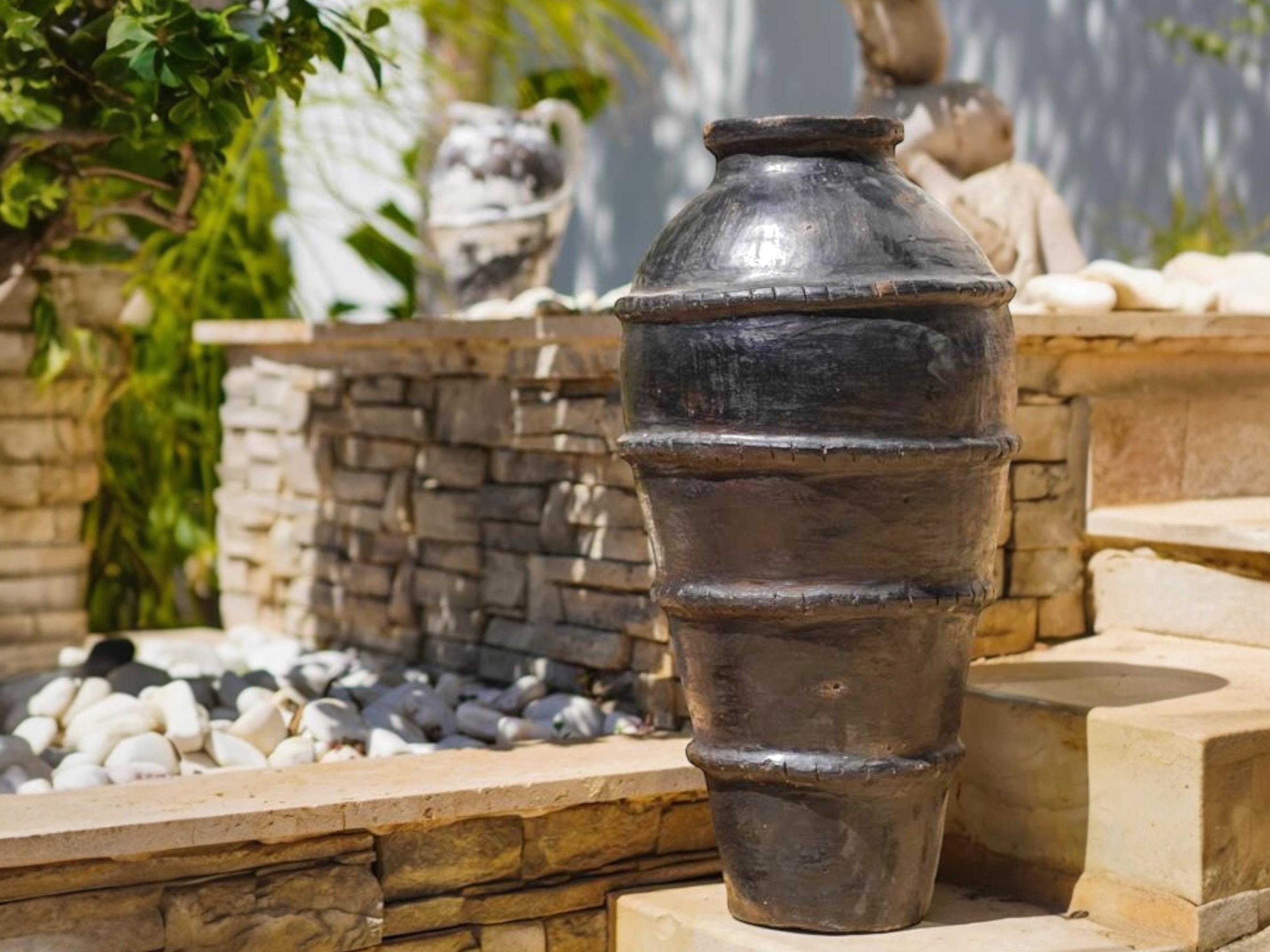 Handmade Berber Pottery Vase: Large Rustic Carthago Planter - Thumbnail 4