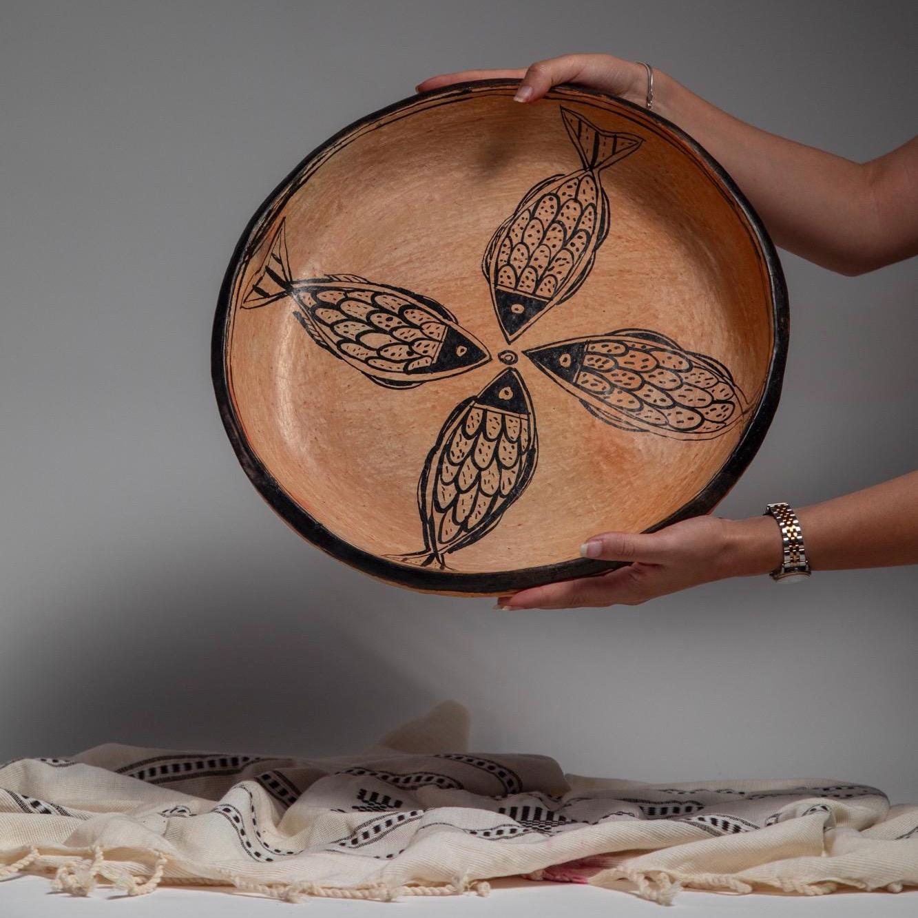 Handmade Pottery Bowl – Large Rustic Ceramic Centerpiece, Artisan Fruit Bowl, Boho Home Decor - Thumbnail 4