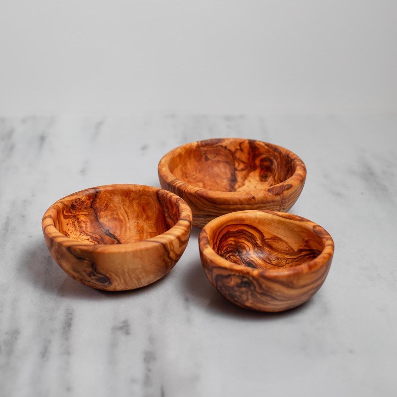 Luxury Olive Wood Bowls – Set of 3 Handcrafted Artisan Serving Bowls | Exclusive Natural Tableware, Mediterranean Elegance - Thumbnail 5