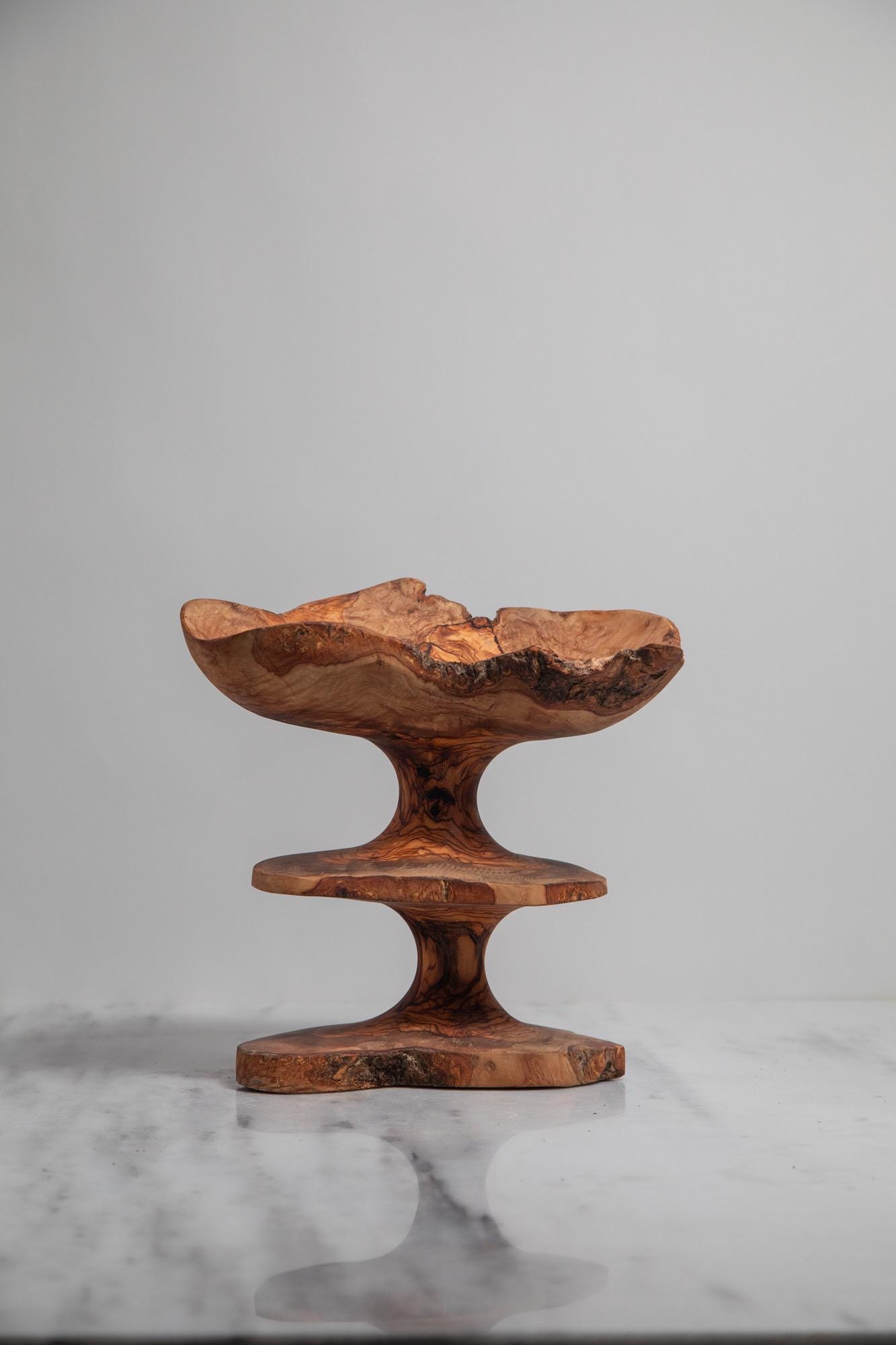 Handmade Olive Wood Tiered Stand: One-of-a-Kind Rustic Serving Display - Thumbnail 7