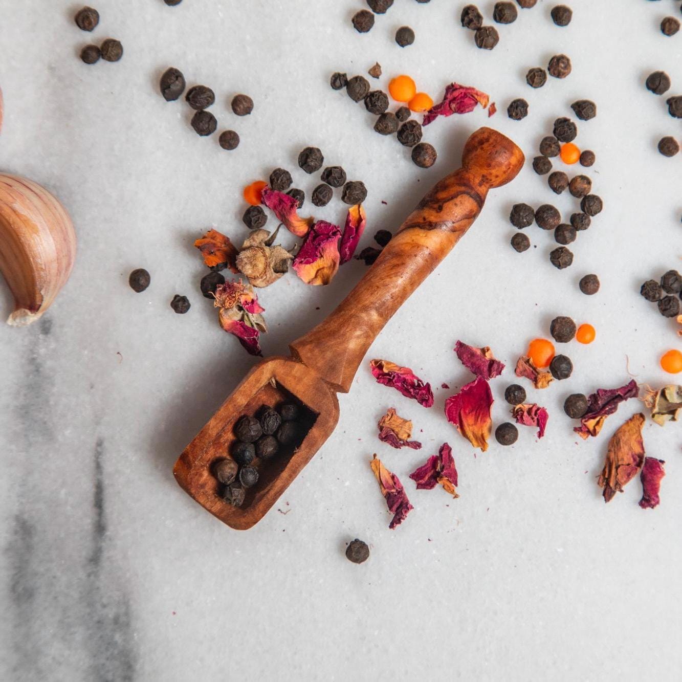 Set of 3 Olive Wood Scoops – Handmade Measuring Spoons, Rustic Spice & Coffee Scoops - Thumbnail 2