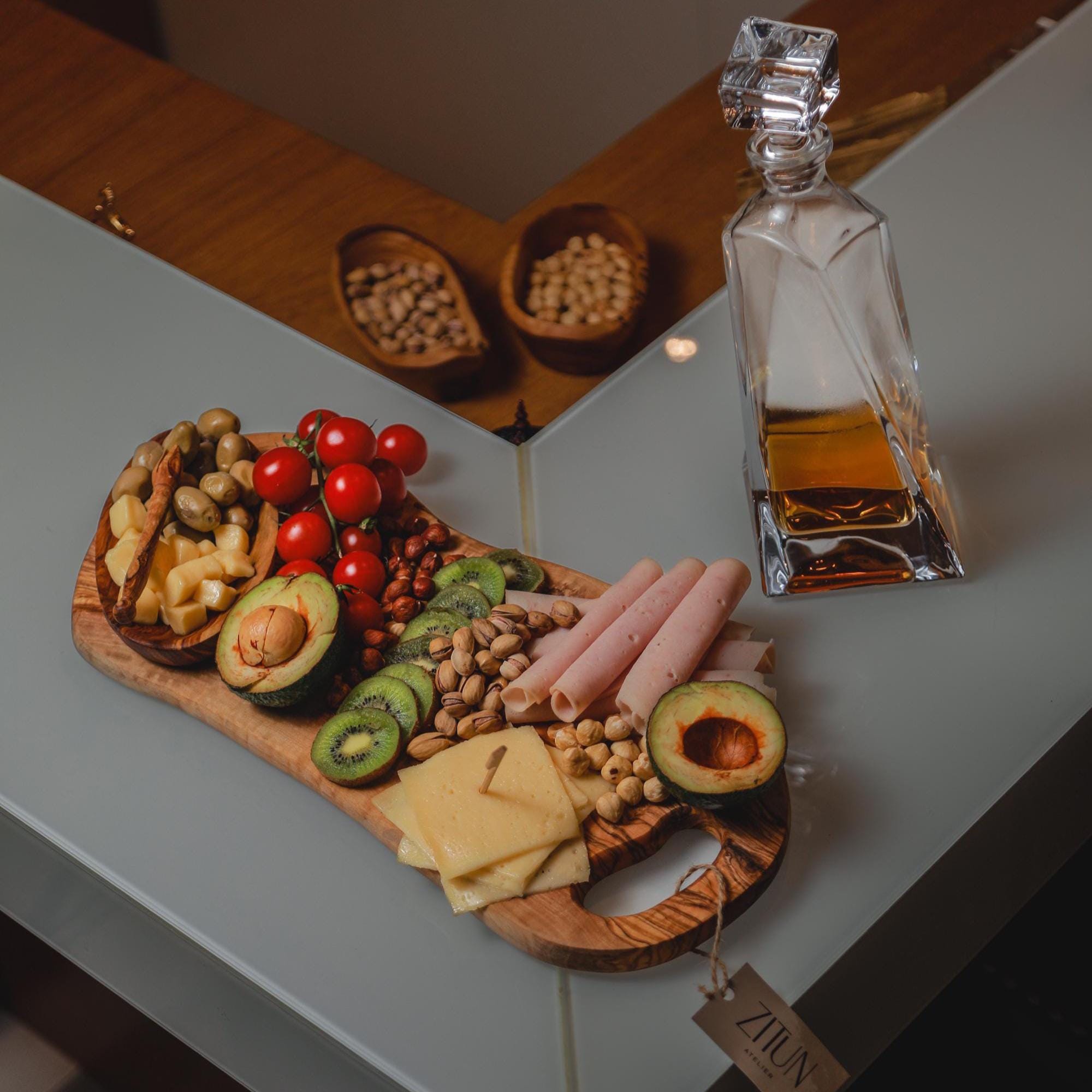 Personalized Olive Wood Charcuterie Board, Custom Engraved Anniversary Gift - Thumbnail 4