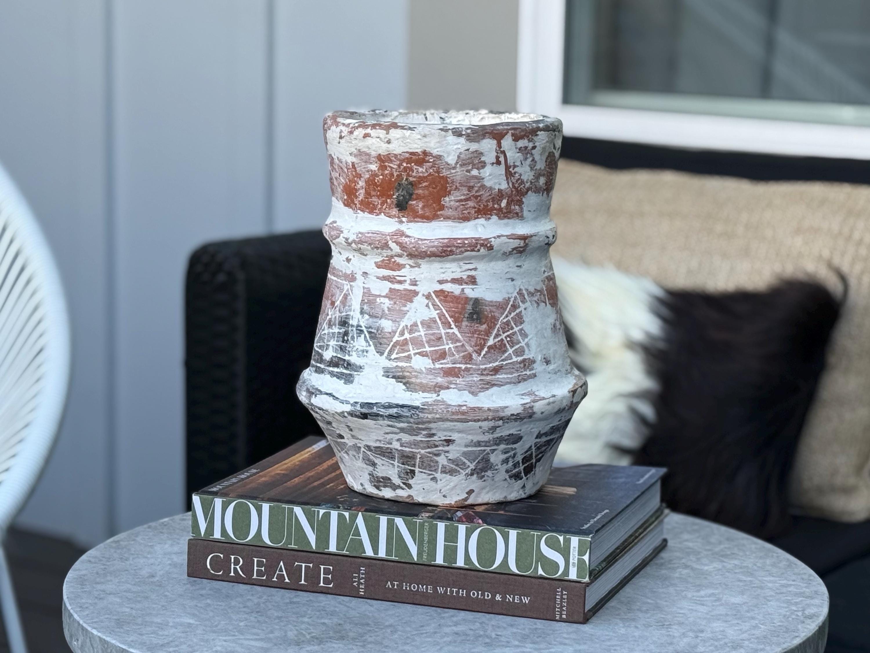 Authentic Berber Terracotta Vase | Wabi Sabi Rustic Home Decor - Thumbnail 2