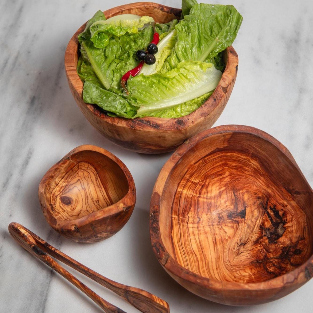 Handmade Olive Wood Bowl – Rustic Decorative Bowl – Natural Wooden Kitchenware – Tunisian Carved Art – Eco-Friendly Gift - Thumbnail 5
