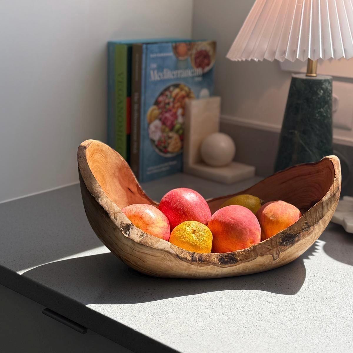 Handmade Olive Wood Bowl: Rustic Kitchen Centerpiece - Thumbnail 6