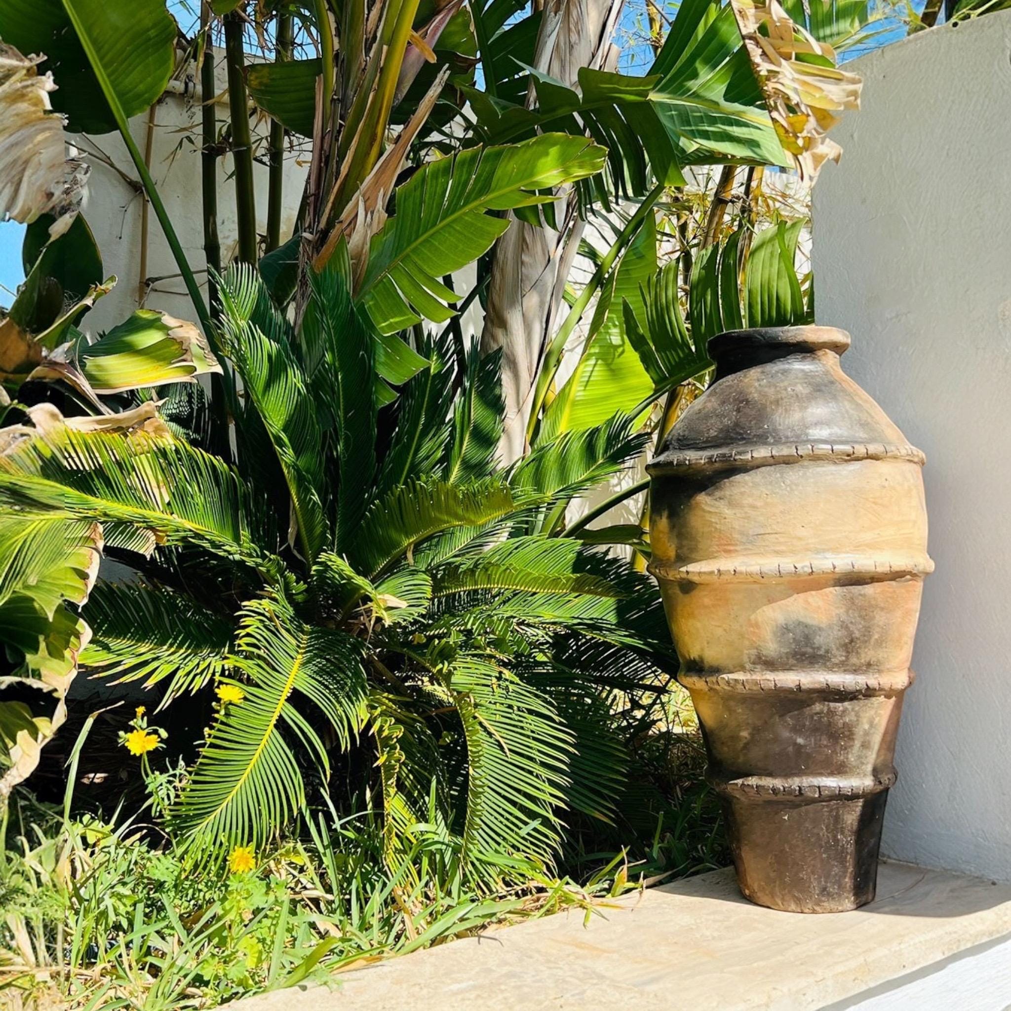 Handmade Berber Pottery Vase: Large Rustic Carthago Planter - Thumbnail 3