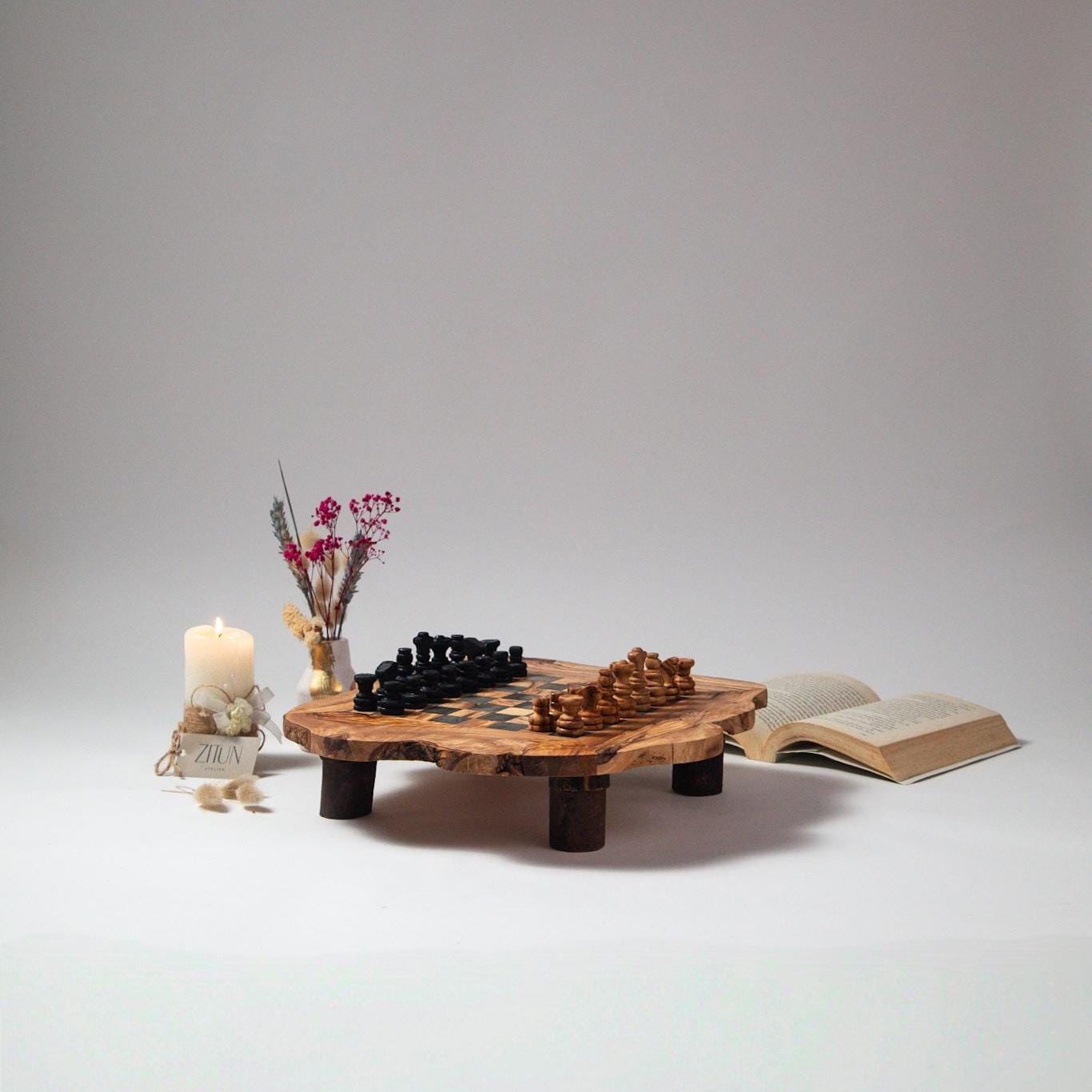 Handcrafted Olive Wood Chess Set – Luxury Artisan Board Game - Thumbnail 6