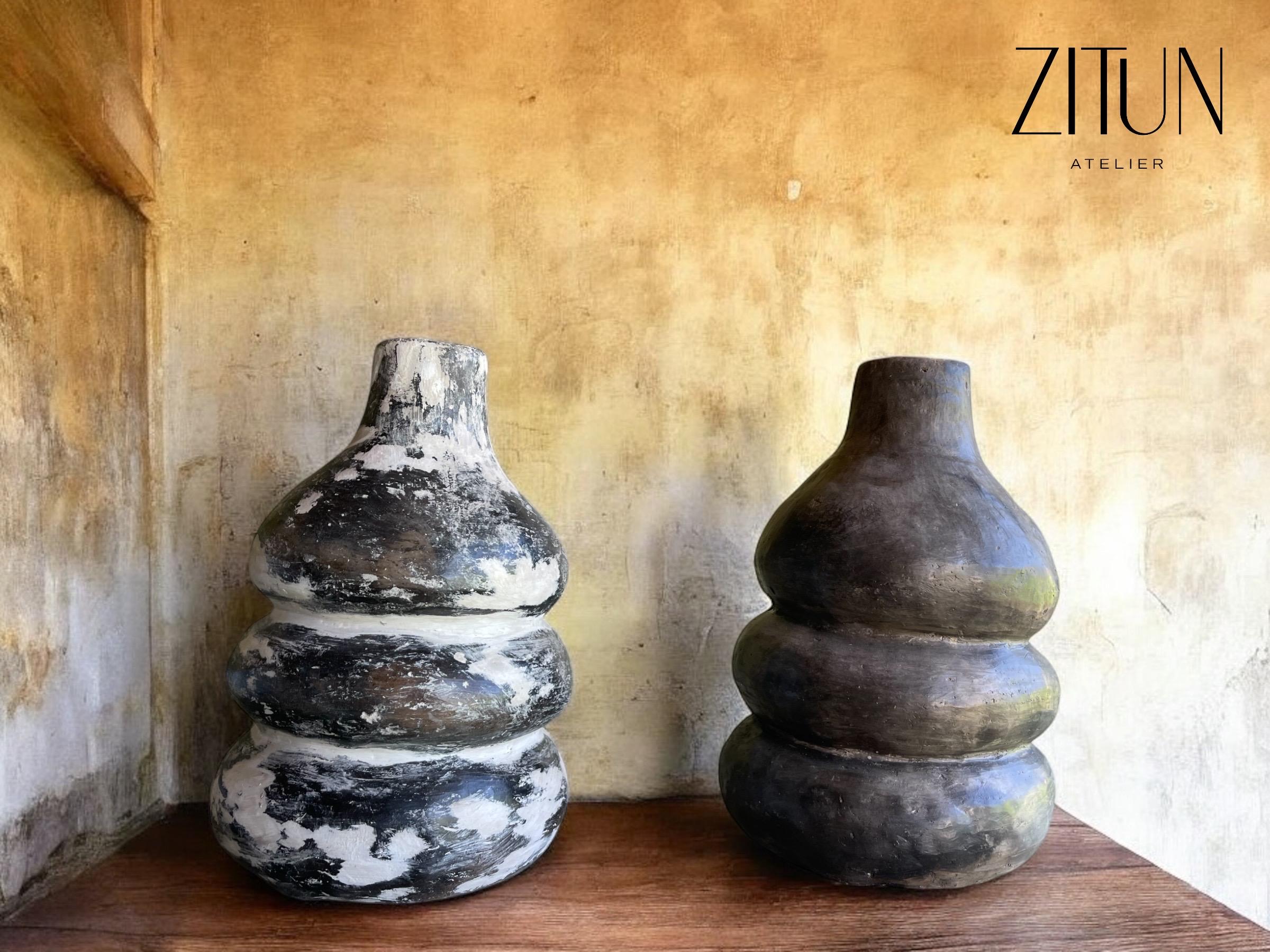 Pottery Vase,  Handmade Terracotta Berber Vase | Earthenware | Unique Pottery Decor | Wavy & Bulbous Designs |Pottery with Fire Art - Thumbnail 2