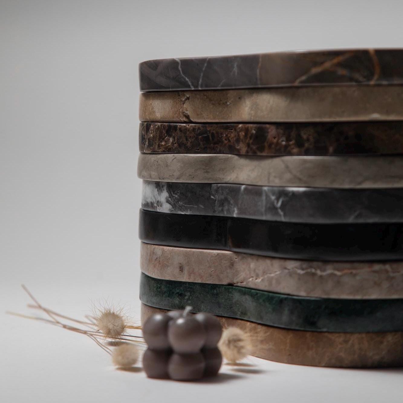 Handcrafted Grey Marble Tray – Tunisian Stone Vanity Organizer - Thumbnail 5