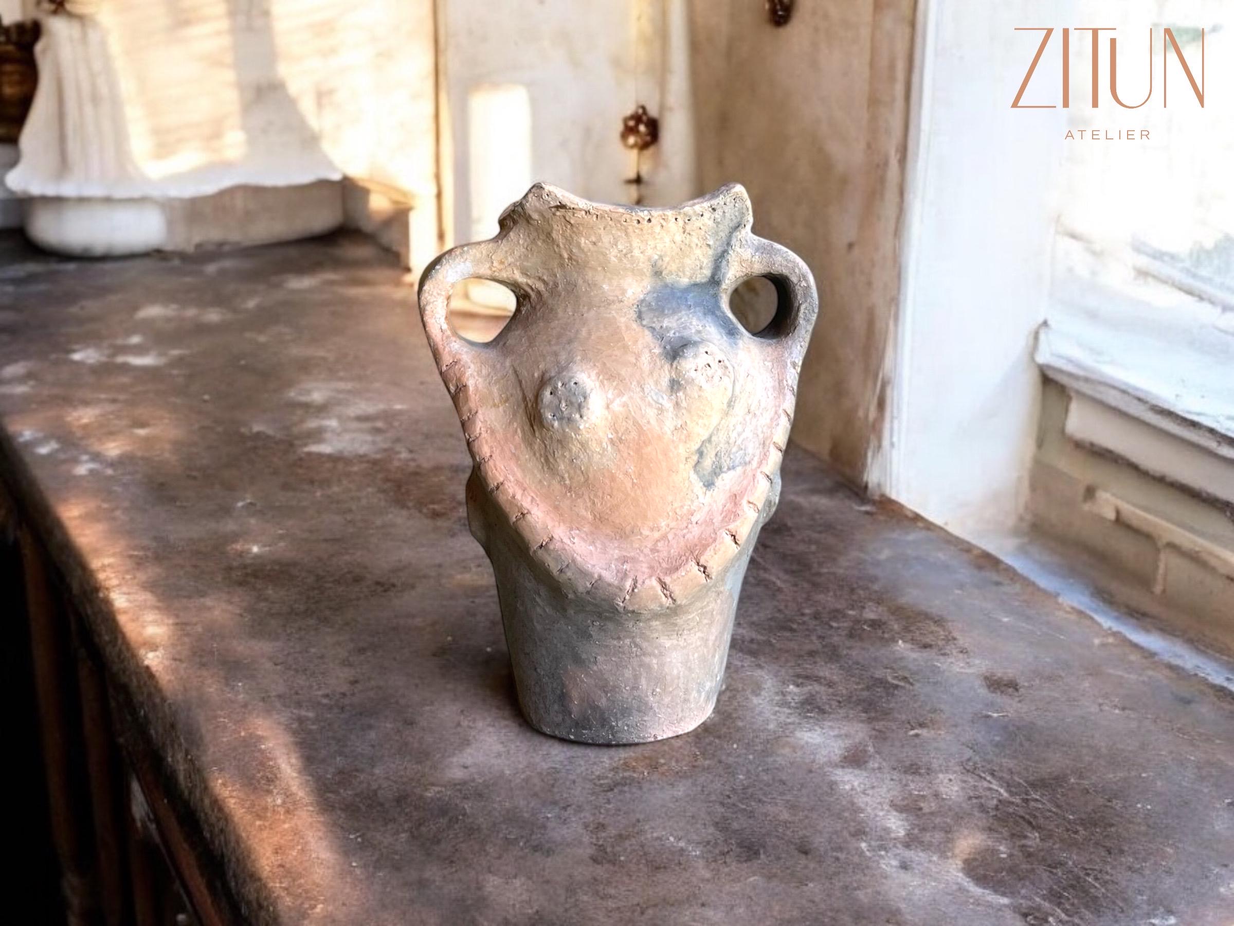 Decorative Vase| Authentic Berber Terracotta Vase | Home Decor | Unique Fired Clay Pottery ; Earthy Tones Natural Colors | Eco Friendly - Thumbnail 5