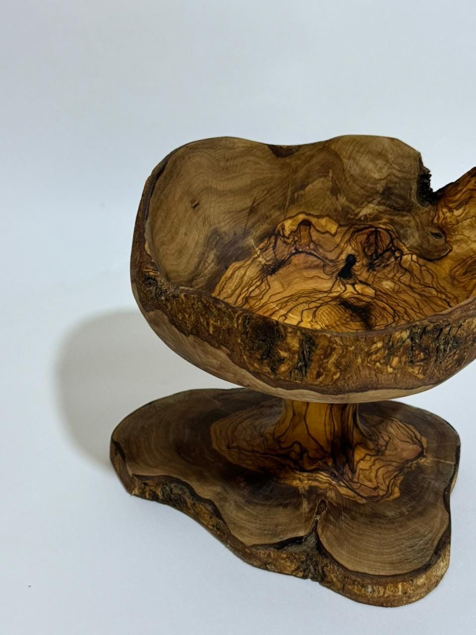 Handcrafted Trophy Sculpture – One-of-a-Kind Natural Olive Wood Cup Bowl, 9.1x 7.9x 8.3 in - Thumbnail 5