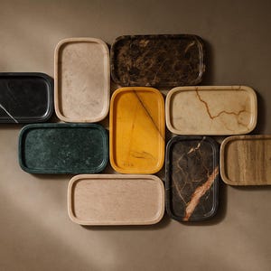 Handmade Marble Rectangular Tray - Natural Stone Vanity and Catchall Organizer for Jewelry - Marble Tray Jewelry Dish & Serving Board