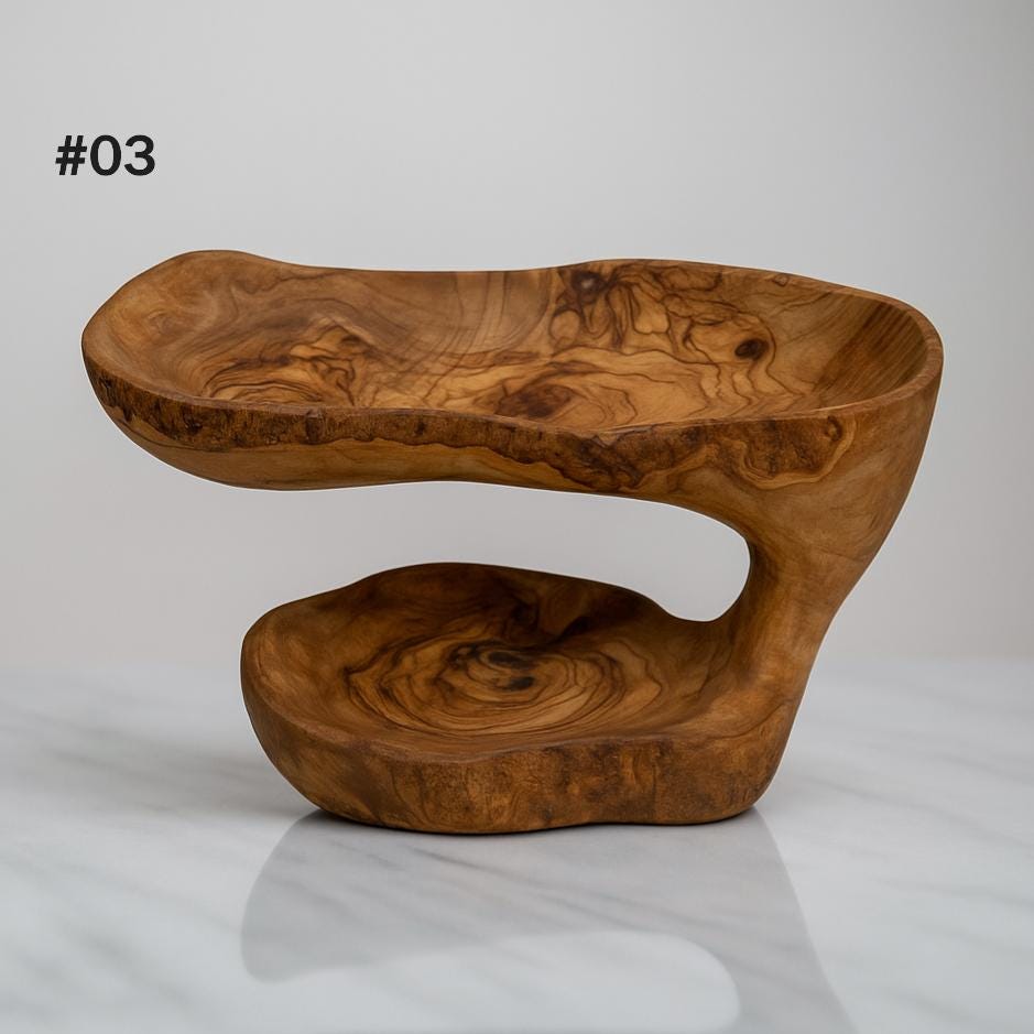 thanksgiving hosting gift – Handcrafted Olive Wood Decorative Bowl - Thumbnail 4