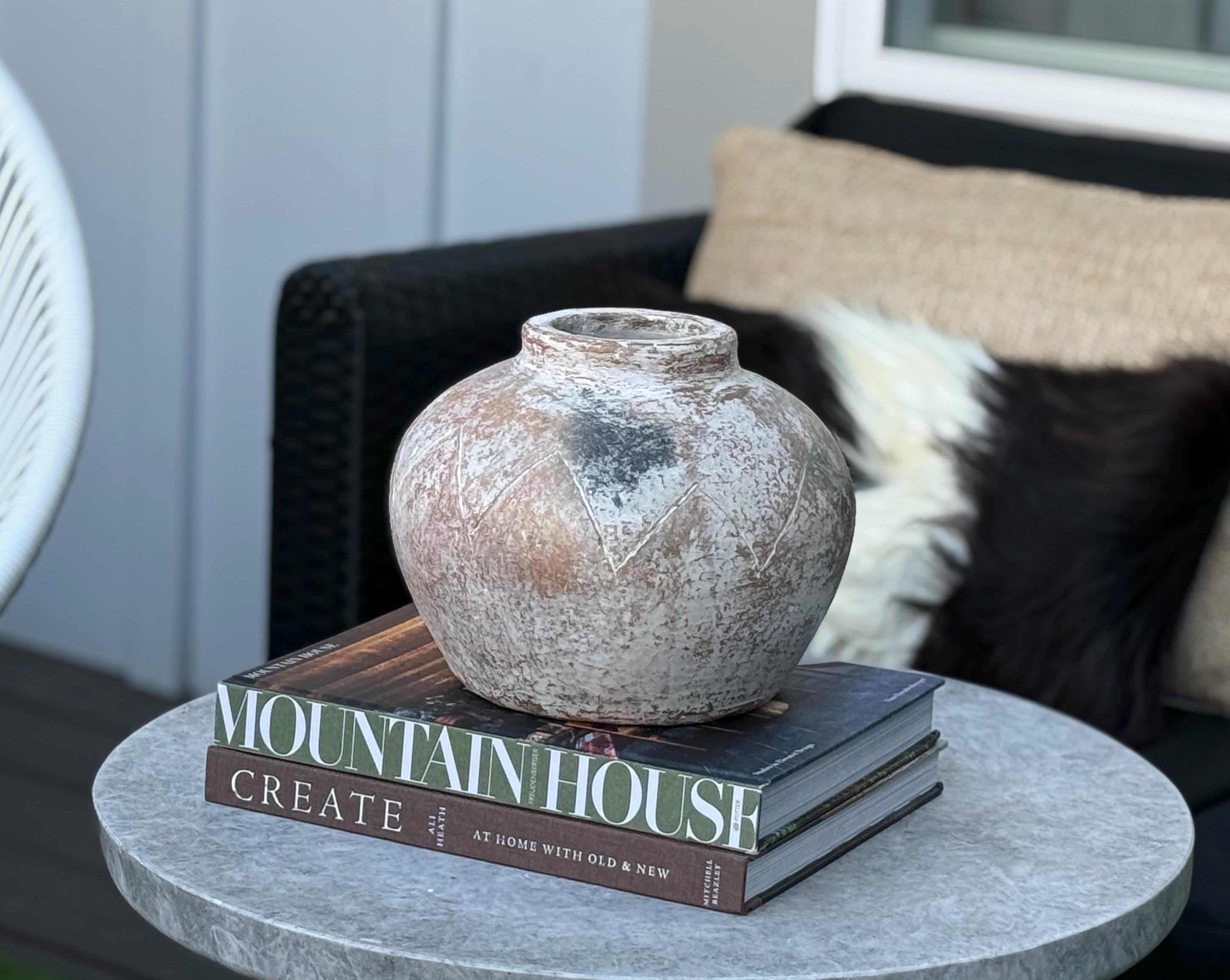 Authentic Berber Terracotta Urn | Wabi-Sabi Ritual Jar | Primitive North African Handled Amphora | Ethnic Mediterranean Vase Collection - Thumbnail 2