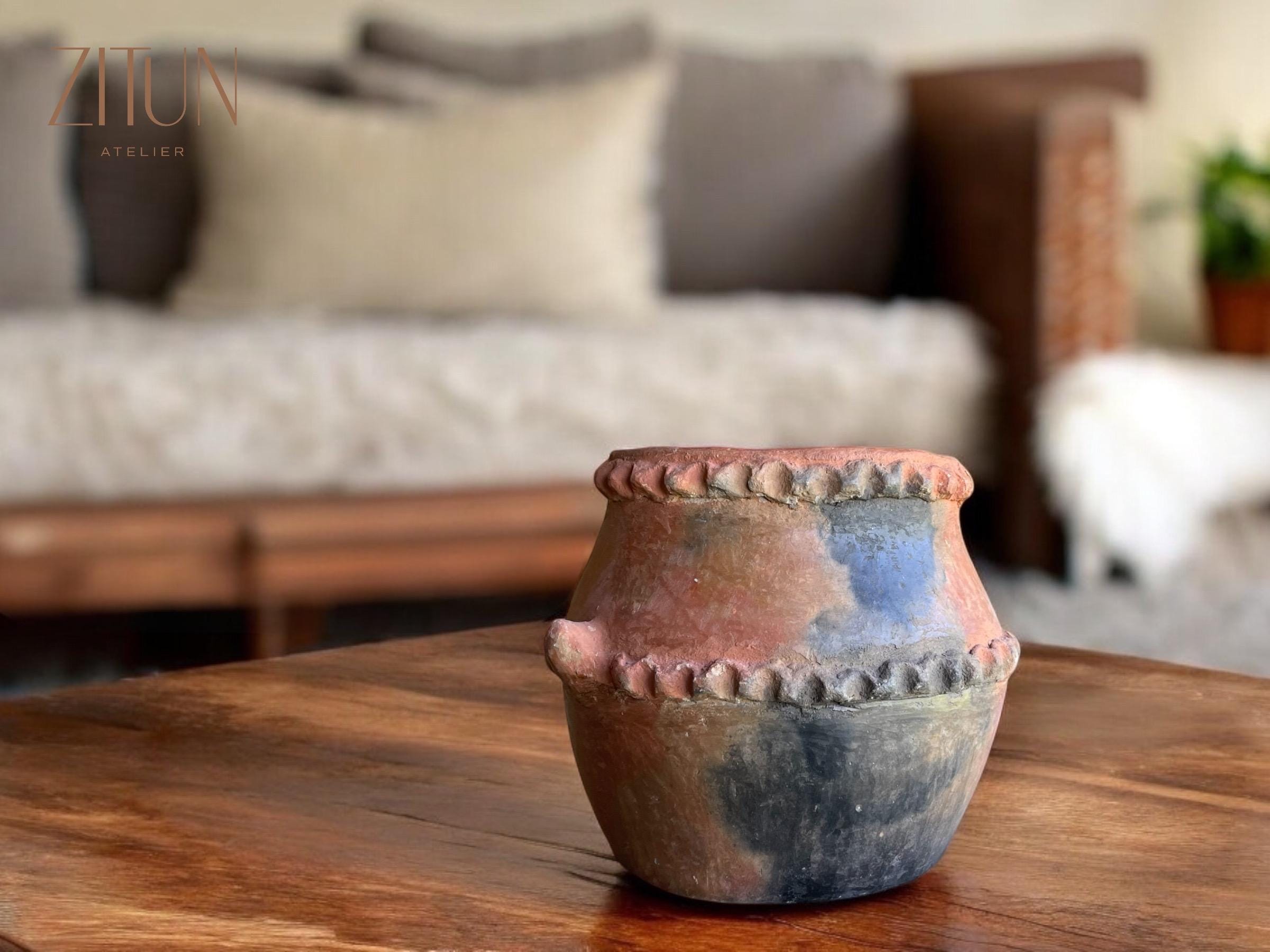 Terracotta Pottery Vase | Handmade Authentic Berber Vase | Pottery Home Deocor | Earthenware | Unique Pottery Decor | Ancient Fire Technique - Thumbnail 2