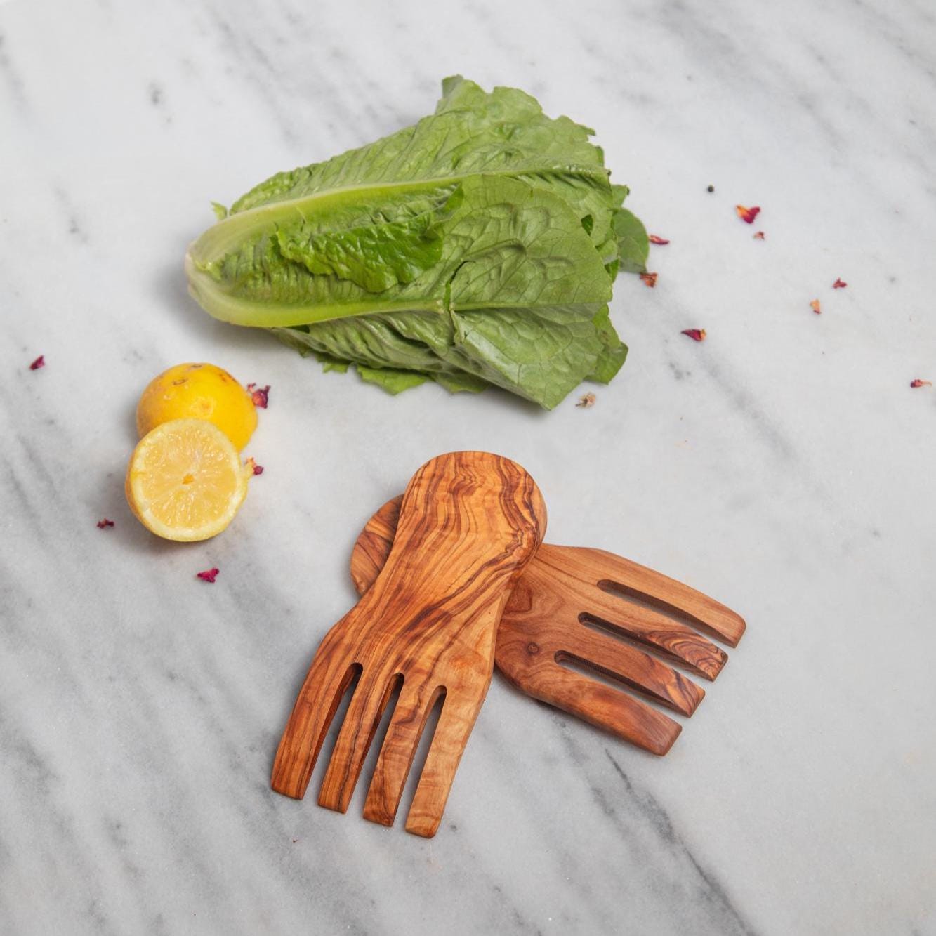 Handmade Olive Wood  Salad Fork  - Rustic Wooden Fourchette - Natural Kitchen Utensil - Thumbnail 2