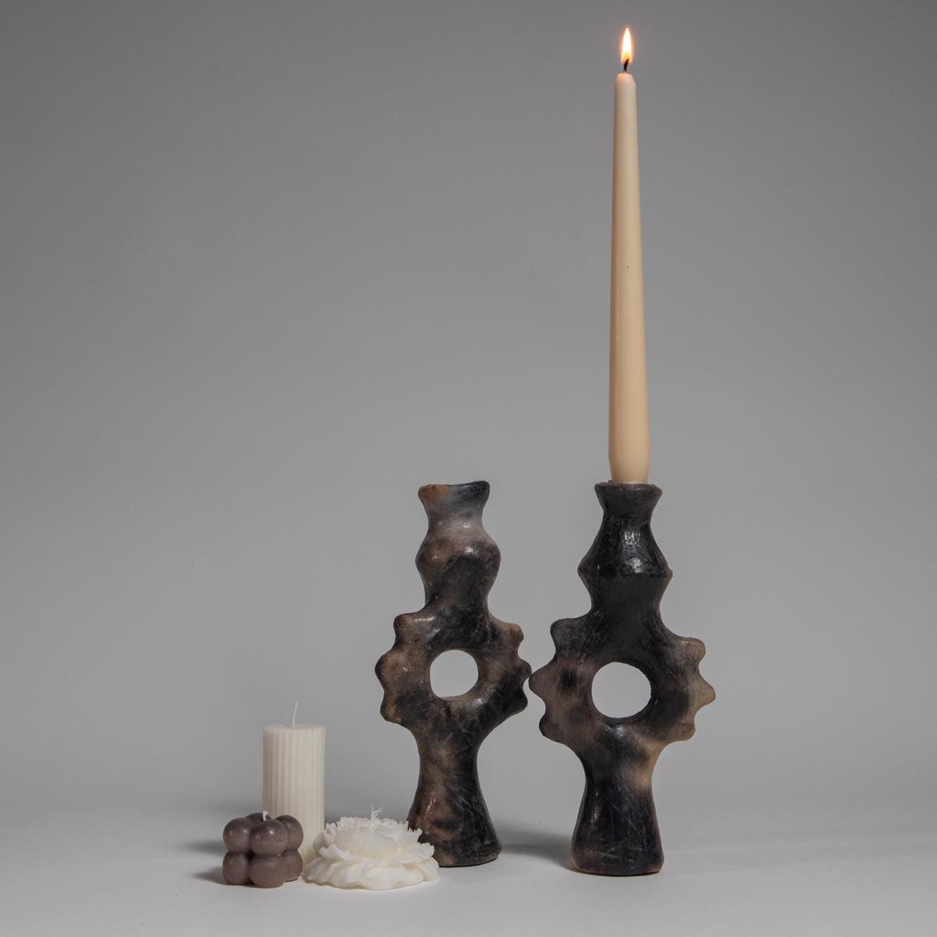 Ceramic Candle Holder – Handcarved Pottery Candelabra, Heritage Craft for Connoisseurs - Thumbnail 3