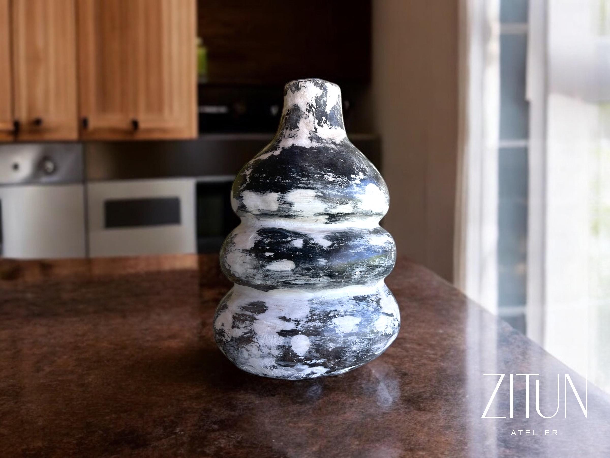 Pottery Vase,  Handmade Terracotta Berber Vase | Earthenware | Unique Pottery Decor | Wavy & Bulbous Designs |Pottery with Fire Art - Thumbnail 5
