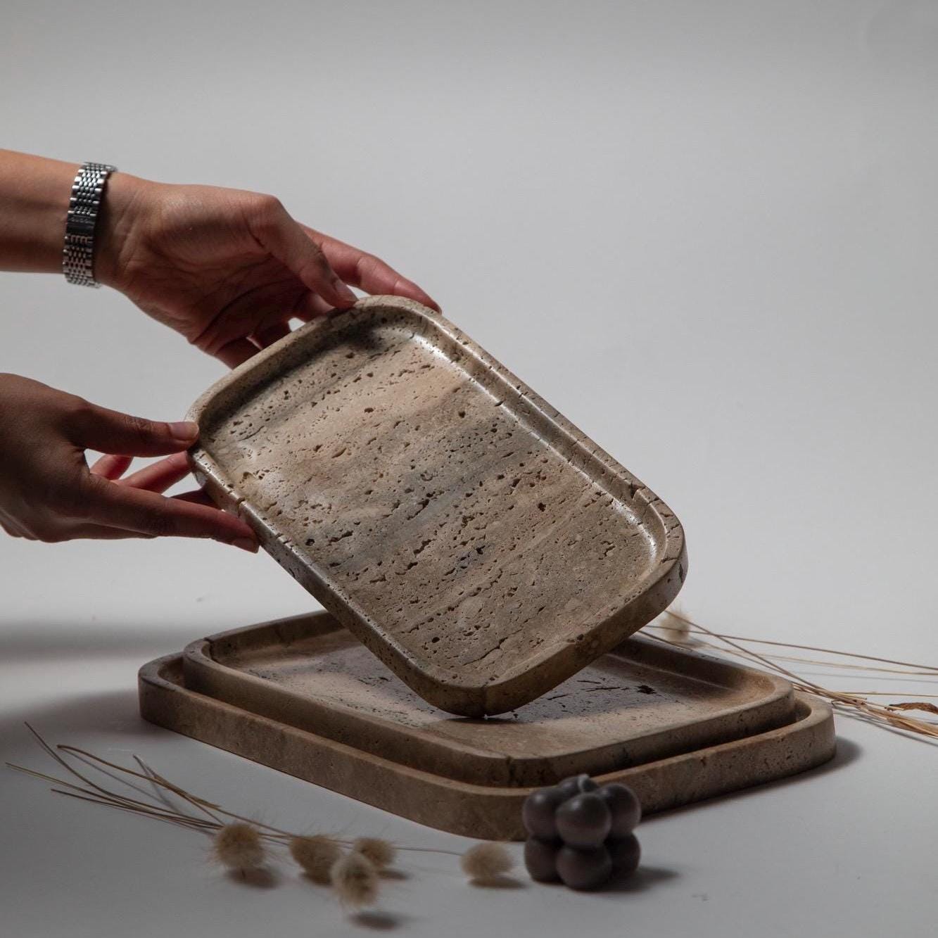 Luxury Handmade Marble Tray – Minimalist Rectangular Catch-All, Natural Stone Artisan Decor - Thumbnail 5