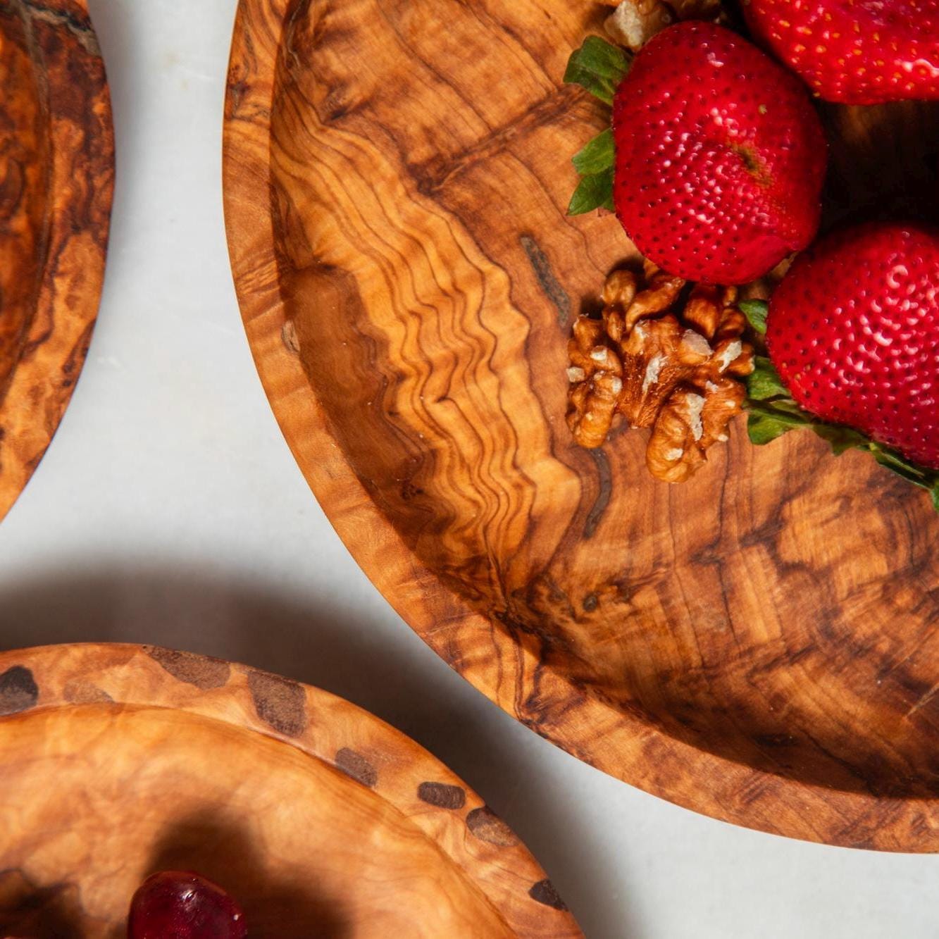 Olive Wood Plate Set – Handmade Serving Plates, Natural Snack & Dessert Trays, Mediterranean Kitchen Decor - Thumbnail 3