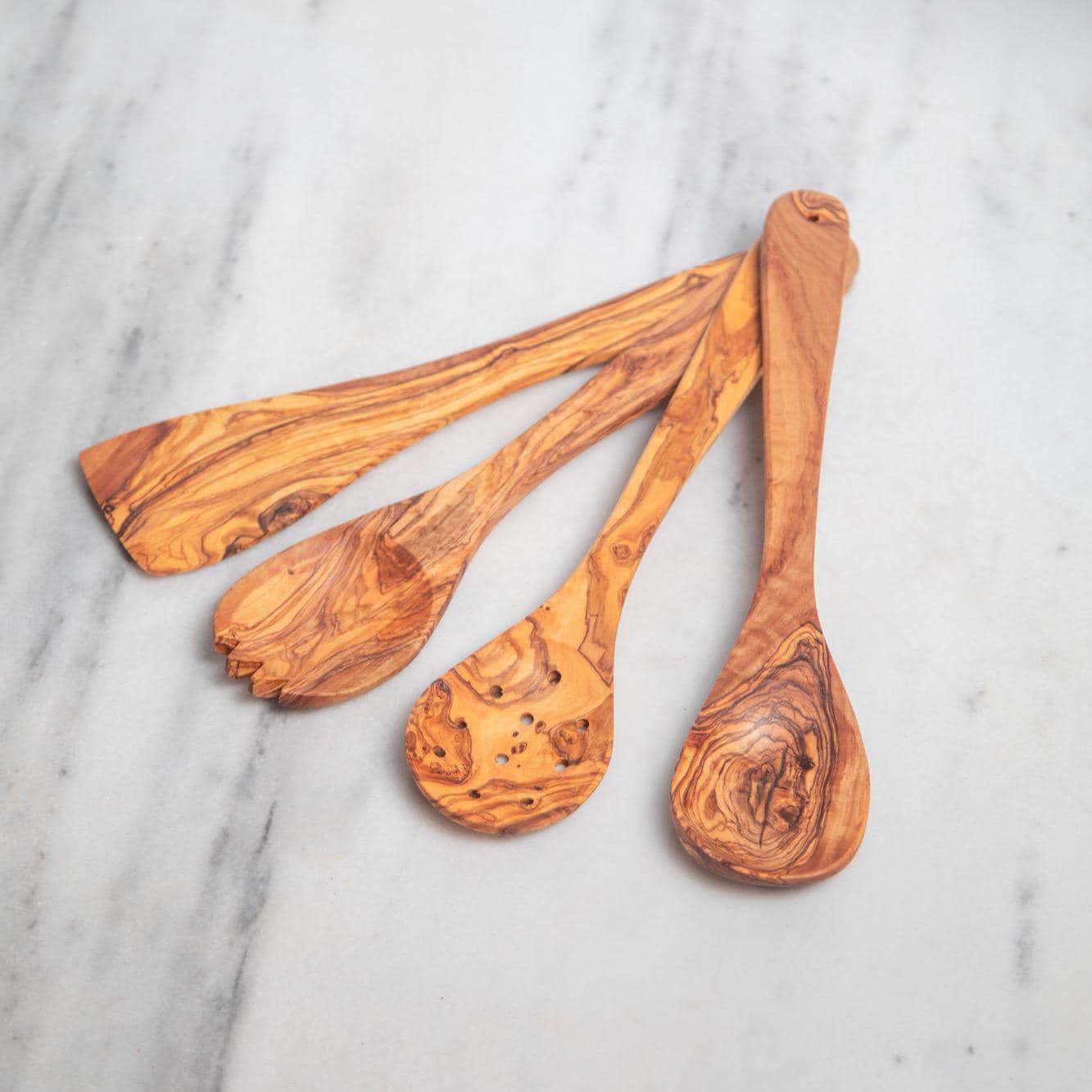 Handmade Olive Wood Utensil Set with Holder – Rustic Kitchen Tools - Thumbnail 6